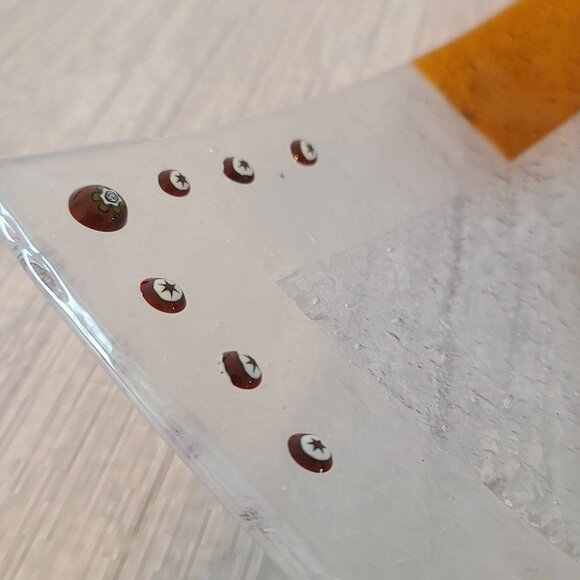 Vintage MCM Murano Italy Art Glass Tray Trinket Dish Orange Clear - Picture 8 of 11